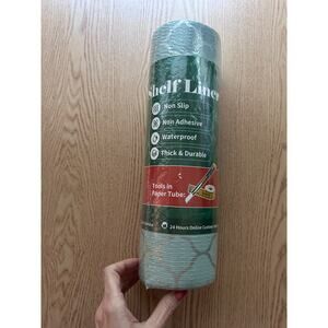New Lt Green Geometric Shelf Drawer Liner Roll Non-Slip Waterproof Non Adhesive